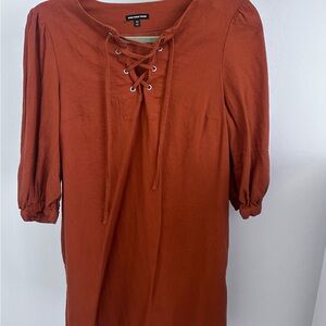 Women's Rust Lace-Up Top
